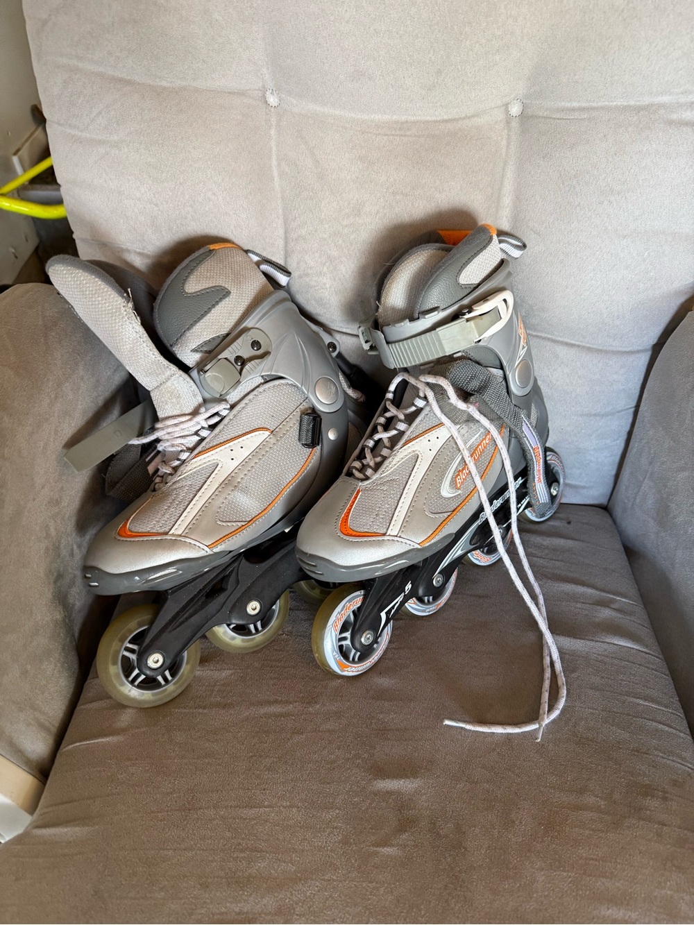 Women's Gray and Orange Inline Skates - Supportive Fitness Skates
